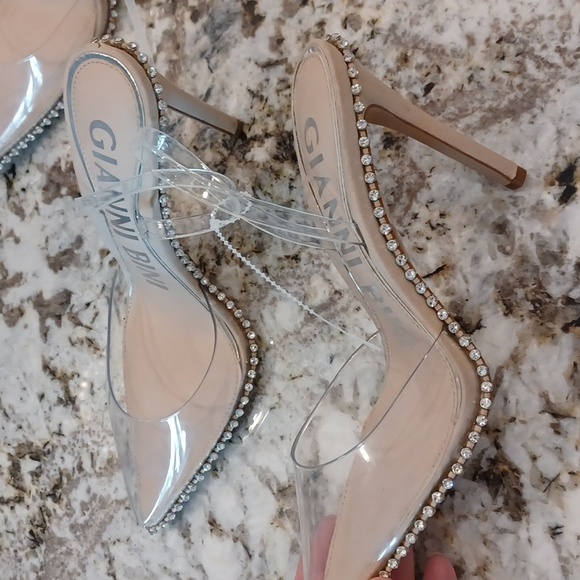 NEW Gianni Binni Clear PVC & Rhinestone Embellishments Strappy High Heels SZ 7 - Picture 2 of 13